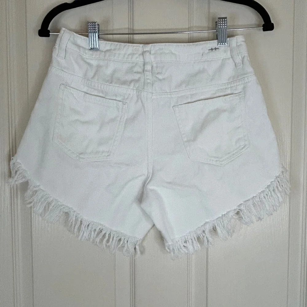 Habitual Girl White Denim High Waist Frayed‎ Hem Shorts Teen Size 16